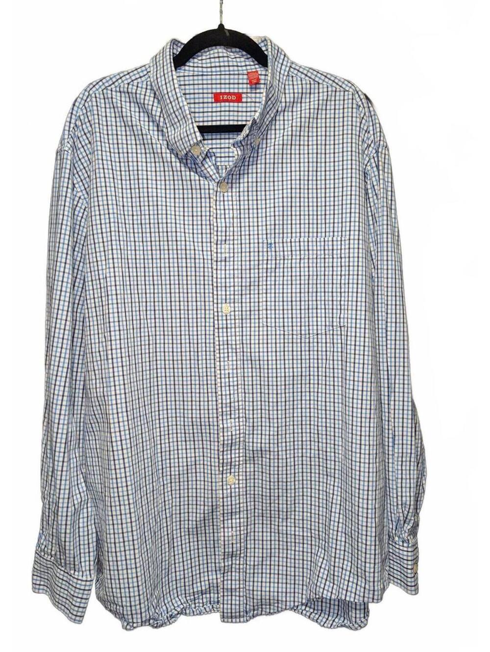 IZOD Men's Long Sleeve Button-Up Checkered Shirt 2XLT